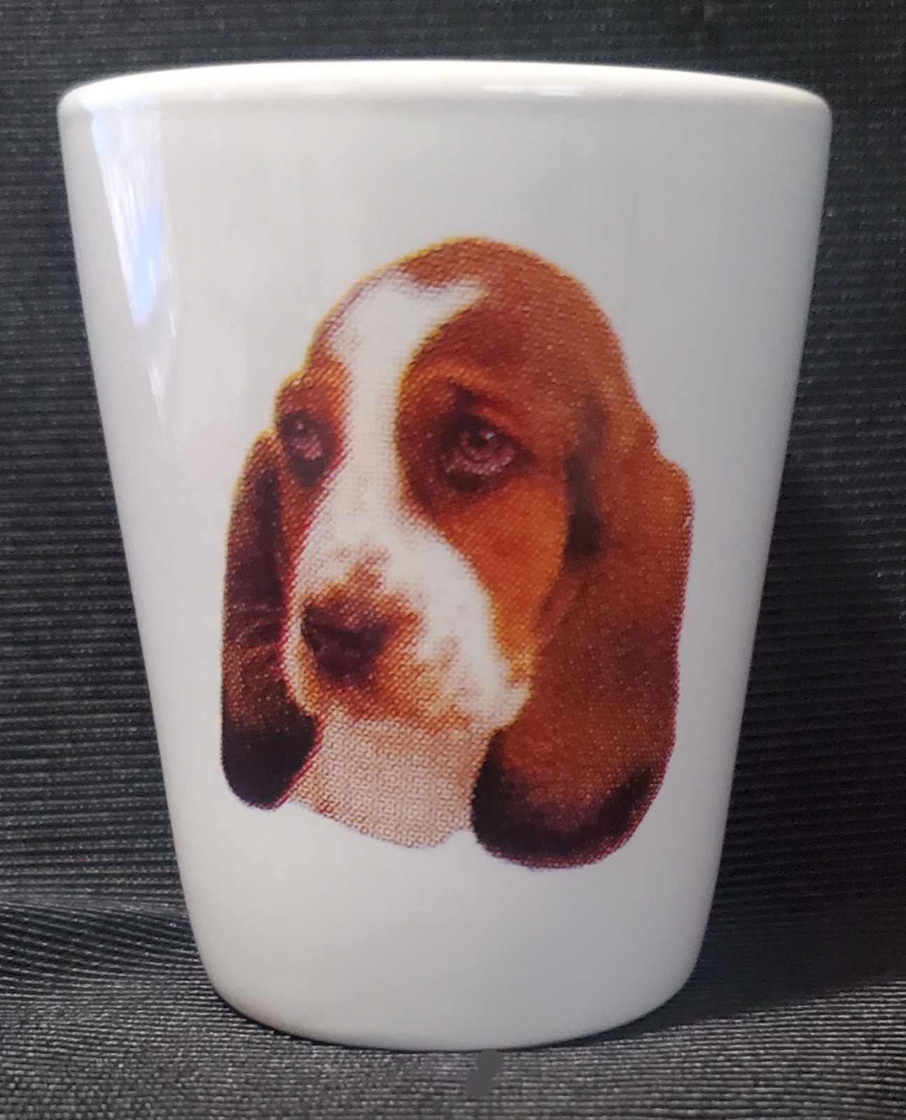 Basset Hound 1½ White Shot Glass