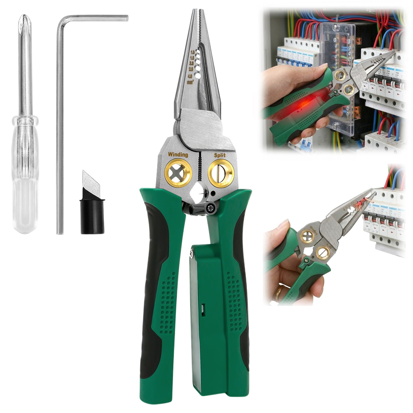 8 in 1 Wire Strippers with Voltage Tester New Multi-function Electric Profess...