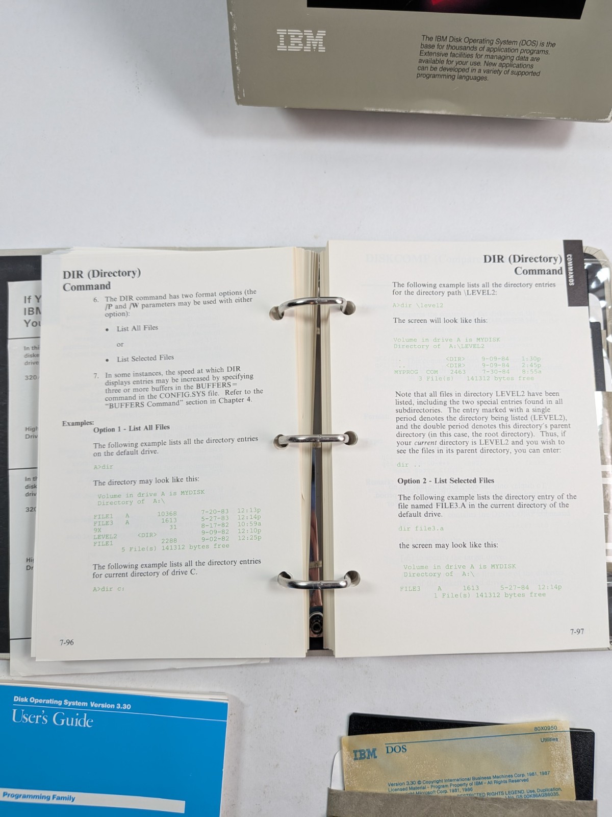 IBM Disk Operating System DOS Version 3.30 Big Box Software 3.5 & 5.25" Disks