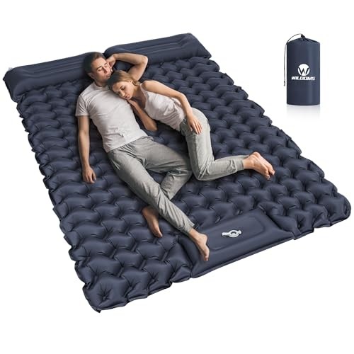 Double Sleeping Pad for Camping – 4” Thick Inflatable Midnight Blue Double