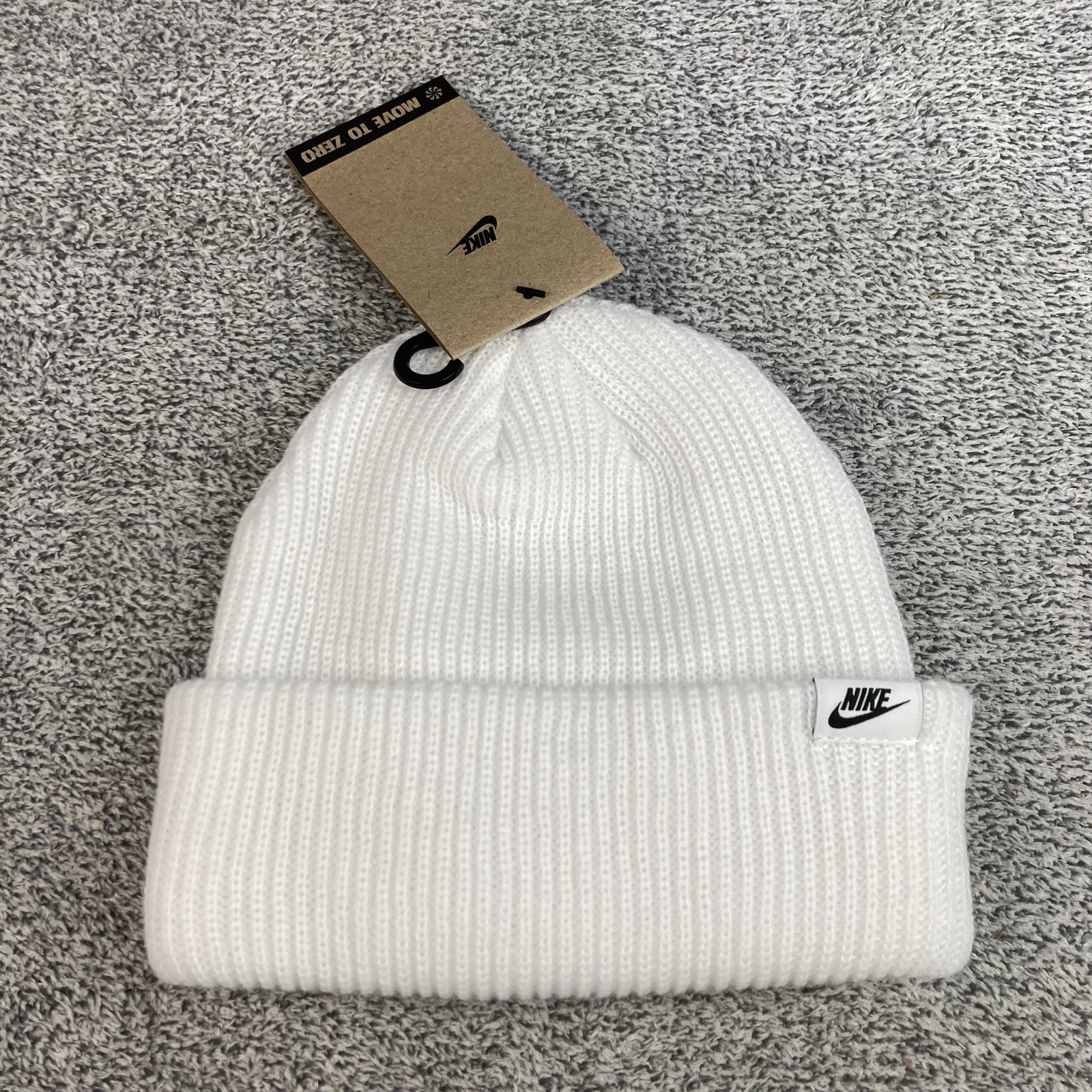 Nike Beanie Unisex Adult Terra Futura365 Short Cuff White Knit HF0176-100