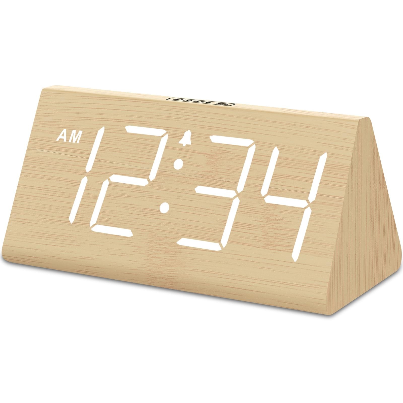 DreamSky Wooden Digital Alarm Clocks for Bedrooms - Electric Desk Clock with Lar