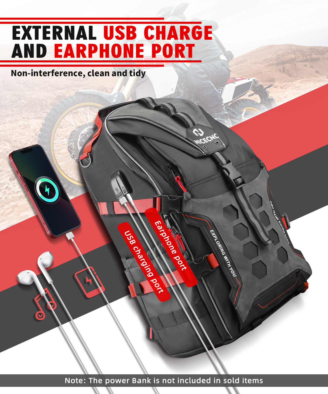Motorcycle Backpack Waterproof Helmet Luggage Backpack Bag Men Accessories Red