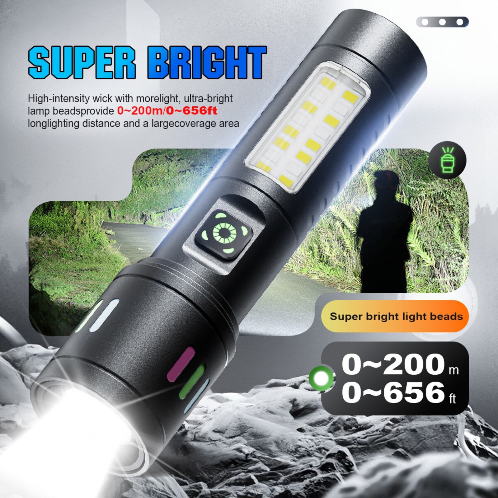 99000000 Lumen Super Bright LED Tactical Flashlight Rechargeable LED Work Lights