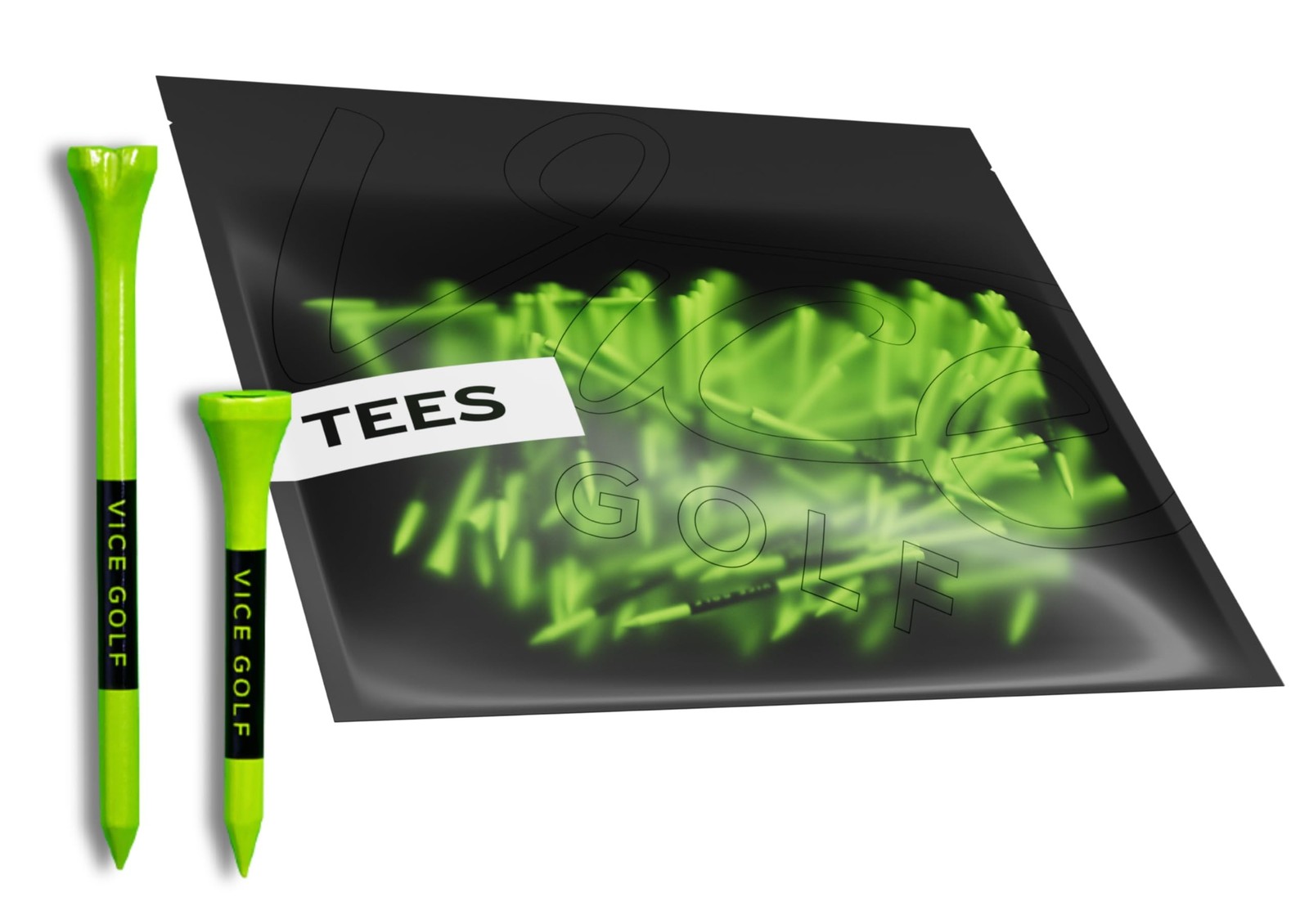 Vice Golf Tees 60 Driver Tees & 15 Short Tees One Size Neon Lime