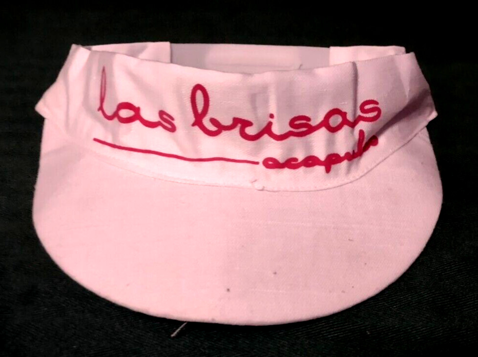 Las Brisas Acapulco White Canvas Golf Sun Visor Cap w Adjustable Band