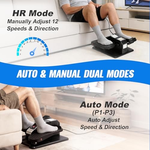 Under Desk Elliptical Machine, Electric Ellipse Leg Exerciser for Senior Black