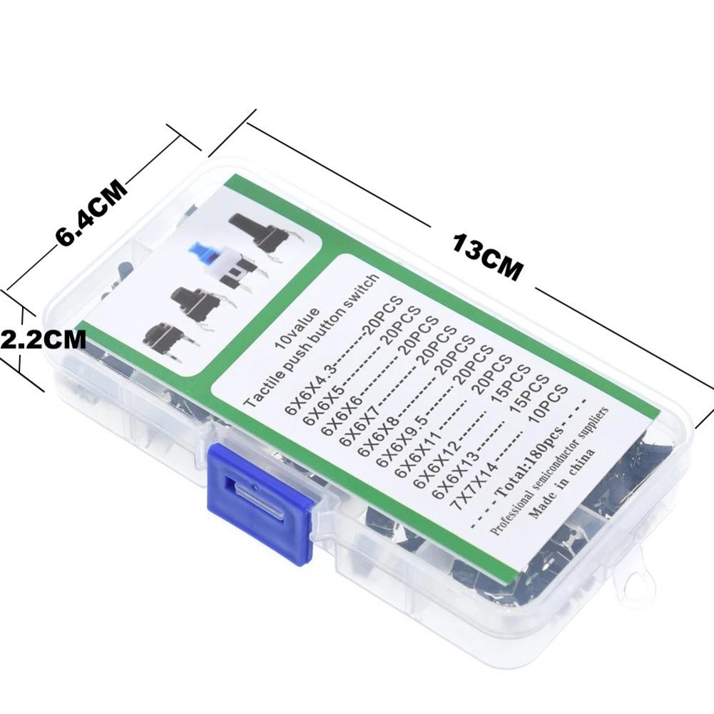 Push Button Tactile Switch Kit 180 Pieces Boxed for Electronic Equipment Repair