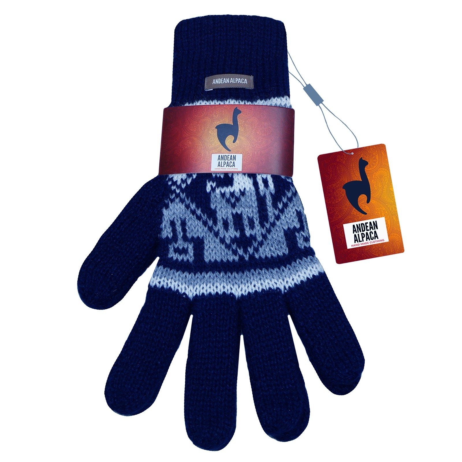 HANDMADE ANDEAN ALPACA MEN'S M BLUE GLOVES