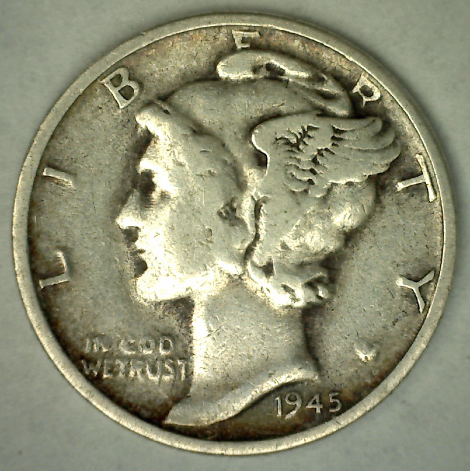 1945 S Mercury Silver Dime Micro "S" 10c XF Type Coin Scratched Extra Fine