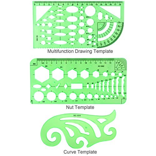 11PCS Geometric Drawings Templates, Drafting Stencils Measuring Tools,