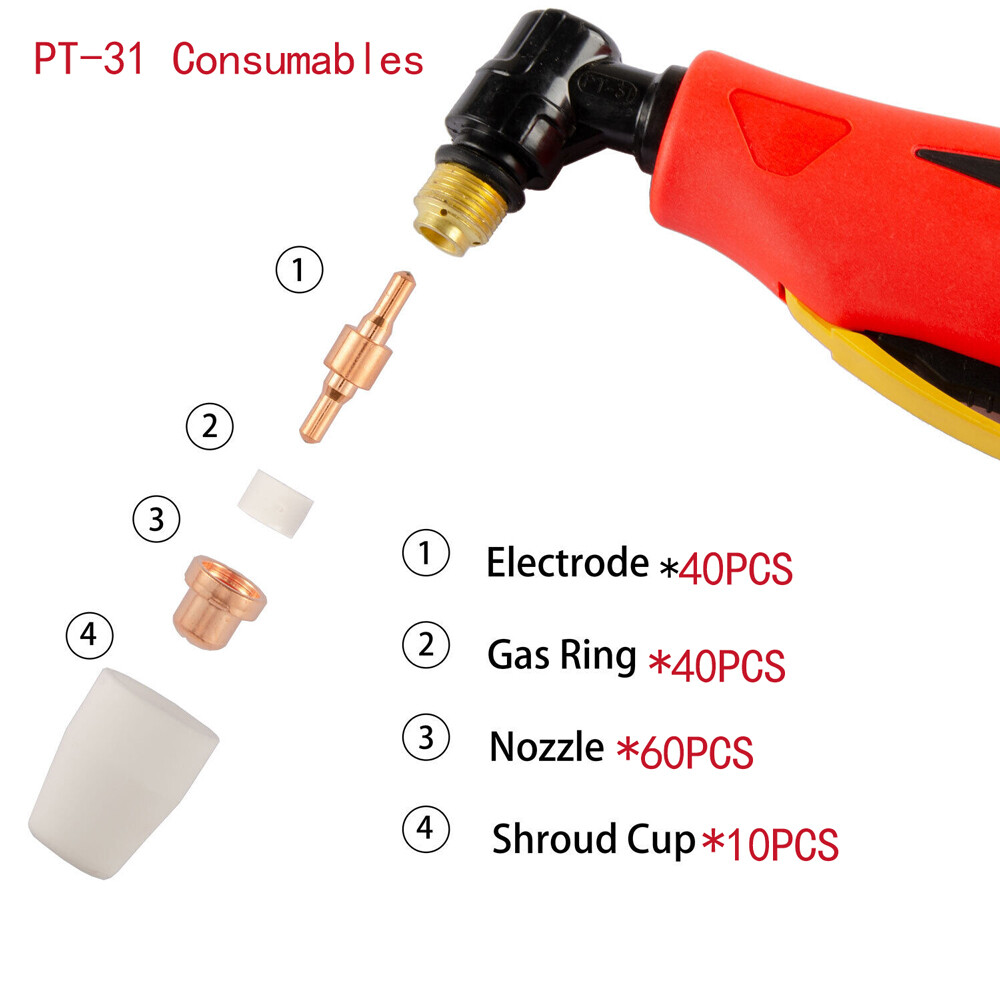 150pcs PT-31 Air Plasma Cutting Electrode Nozzle Fit Amico CUT-30 LGK40 CUT-40