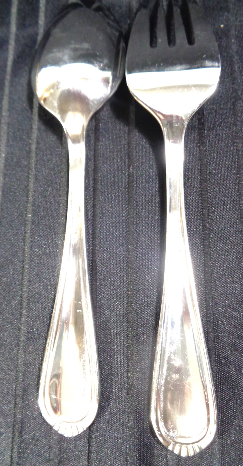 Oneida Countess Stainless Steel Flatware Serving Fork & Spoon Beaded USED