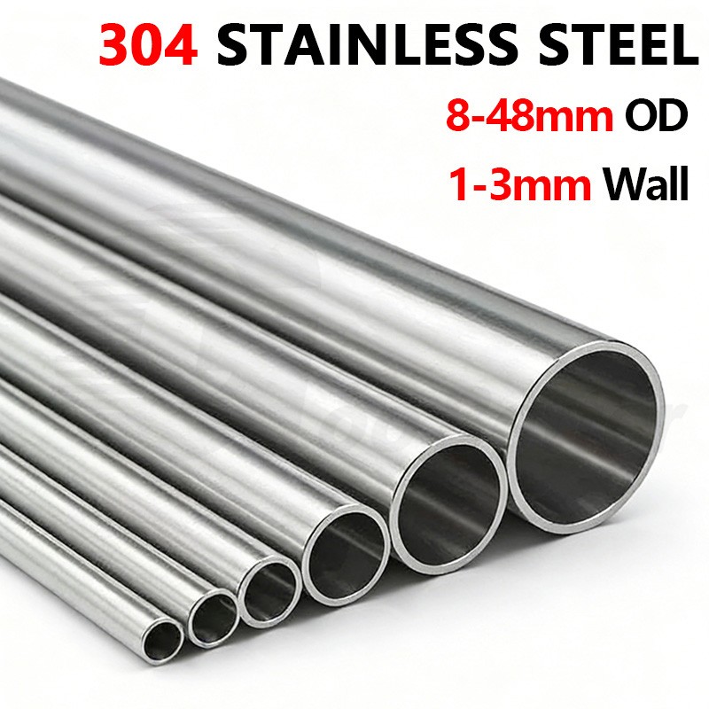 304 Stainless Steel Round Tube Repair Pipe Tubing 8-48mm OD 100/200/300mm Length