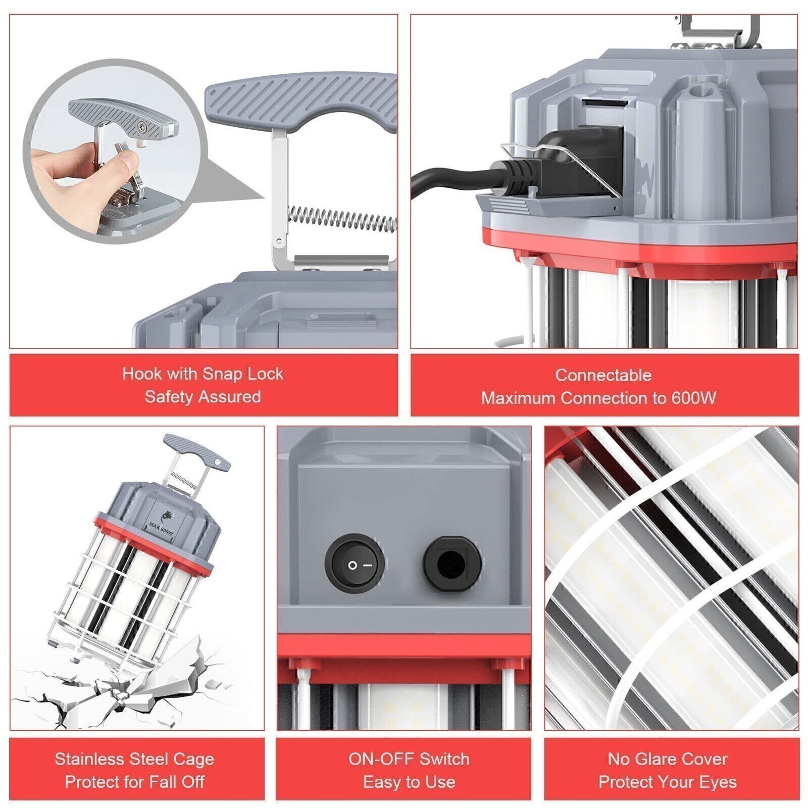 80W Linkable LED Temporary Work Light Commercial Industrial Construction Lights