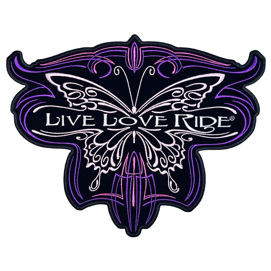 Metallic Butterfly Live Love Ride Jacket Vest Ladies Back Patch - 10 X 8 Inch