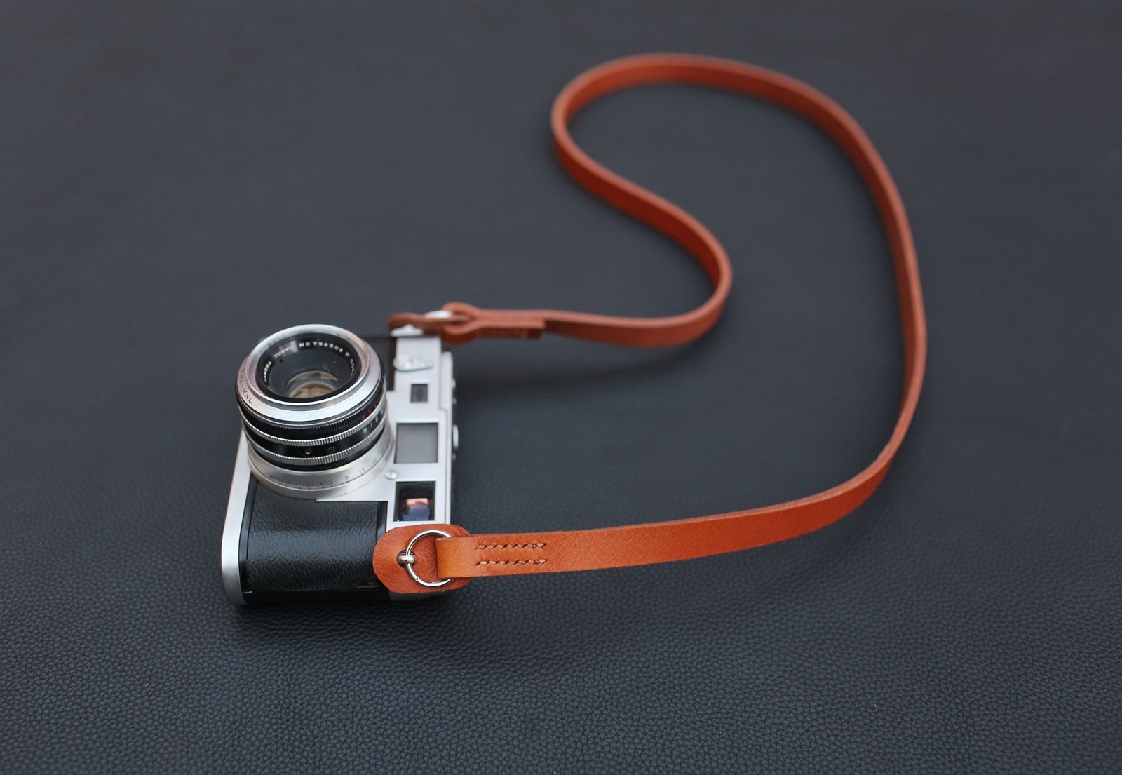 Handcrafted Tan Leather Camera Strap – 13mm Wide, 3.5mm Thick