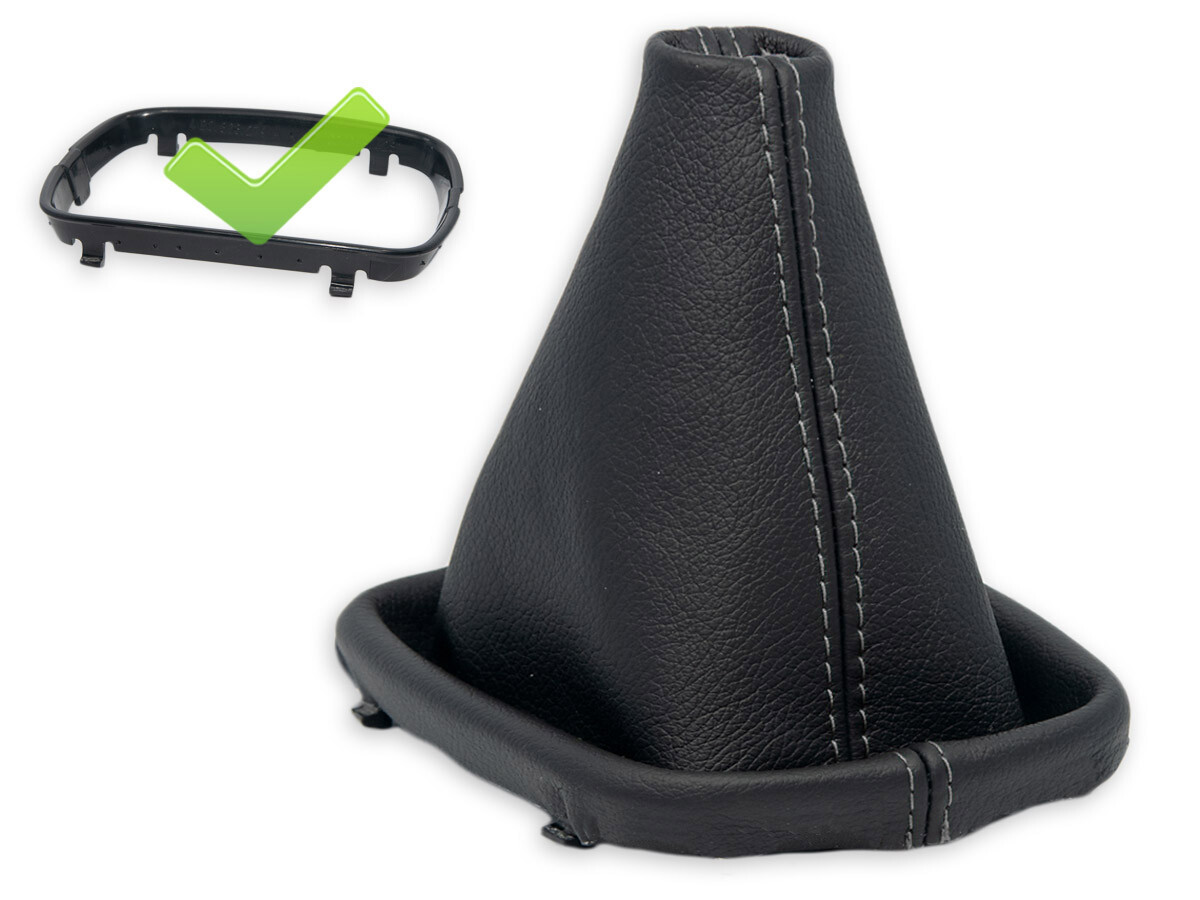 FOR AUDI A6 C5 1997-2001 GEAR SHIFT BOOT GAITER LEATHER STITCHING GRAY + FRAME