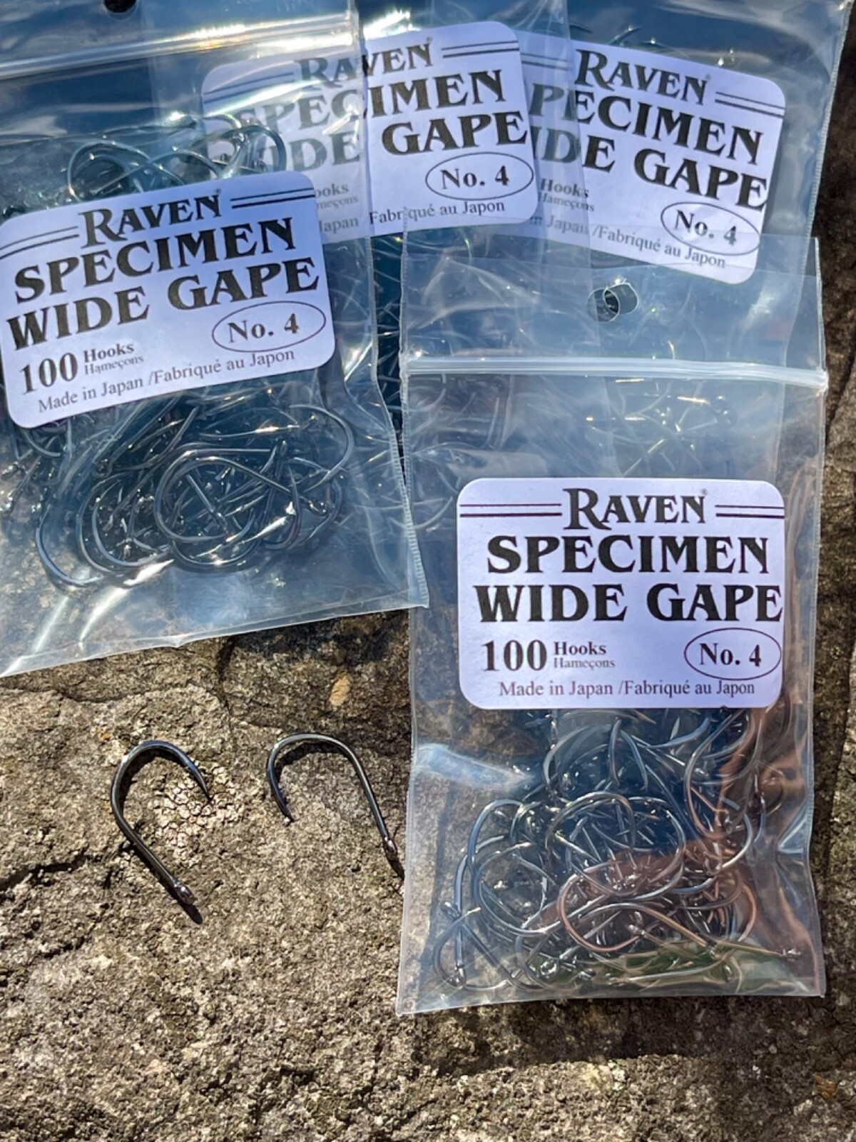 Raven Specimen Wide Gap / Gape  Hooks, Size #4, Box of 100