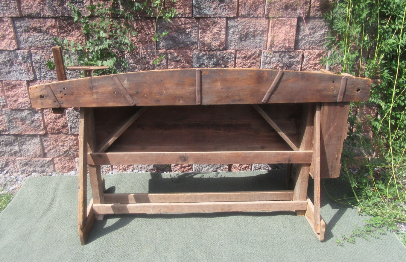 Antique Wood Carpenters Tool Workshop Saw Sharpening Work Bench Workbench