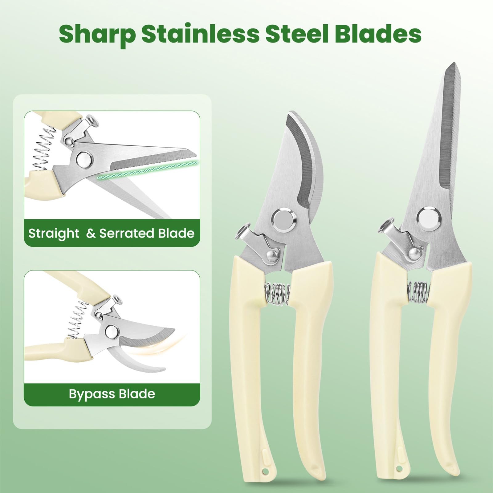 Pruning Shears, 2PACK Sharp Handheld Garden Small (for women's hands), White