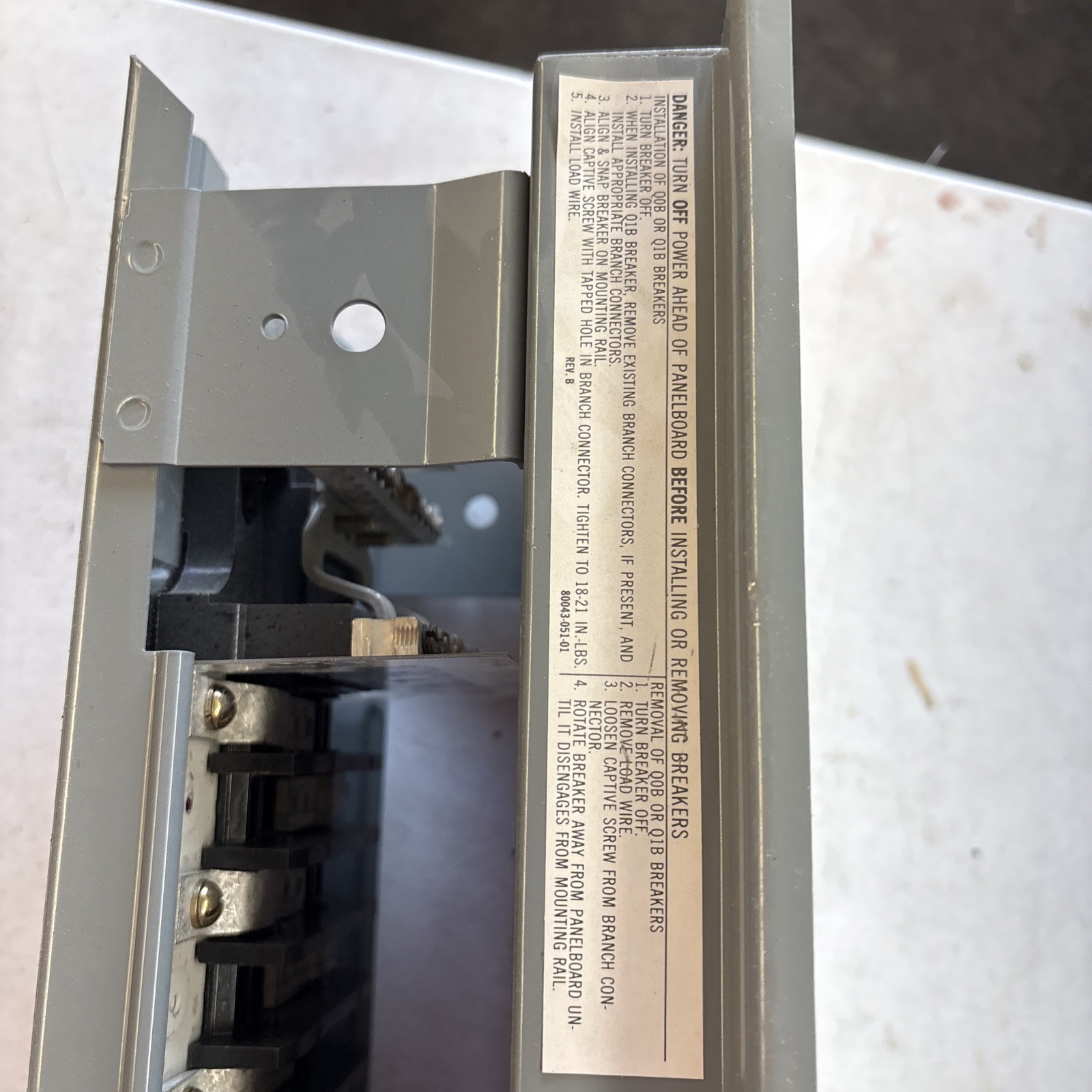 Square D NQOB-303 panelboard interior