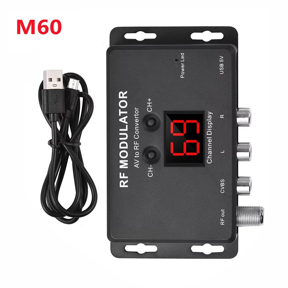AV to RF Modulator M60 for TV Flexible Frequency Range USB Powered Easy Setup