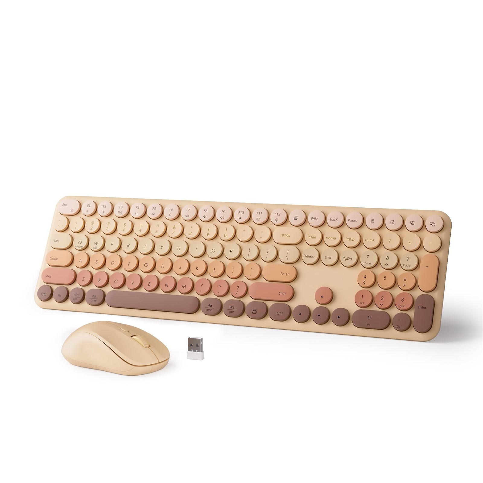 Wireless Keyboard and Mouse Combo, 110-Key Full Size (Gradient Khaki) | Cloud...