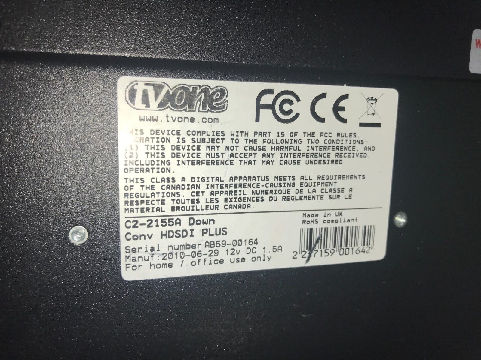 TV One C2-2155 Corio 2 Powered Down Converter Plus