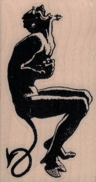 Devil 1 3/4 x 3" Rubber Stamp, Devil Stamp, Halloween Stamp
