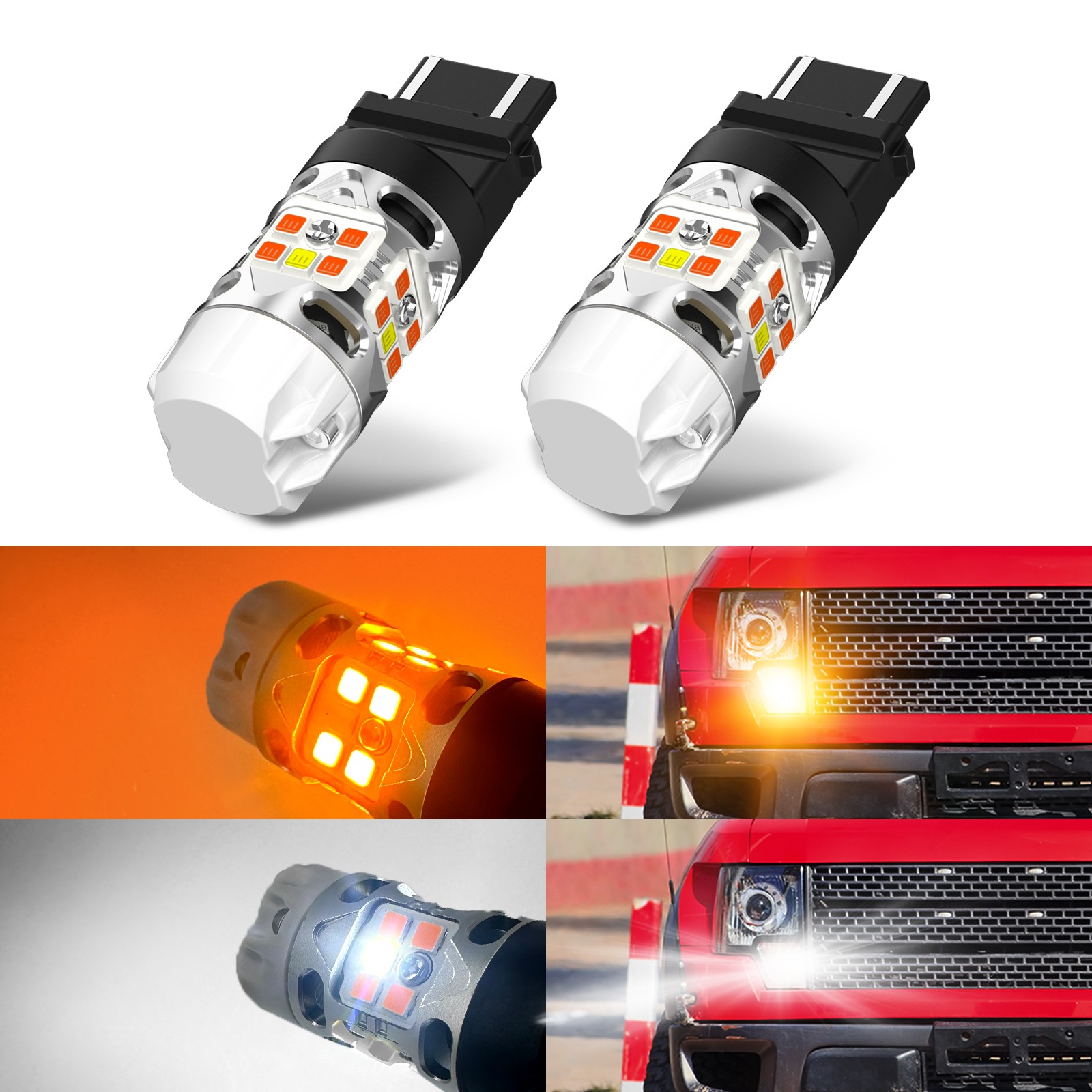 For Ford F150 F250 F350 Canbus 3157 LED Switchback Front Turn Signal Blinker 2X