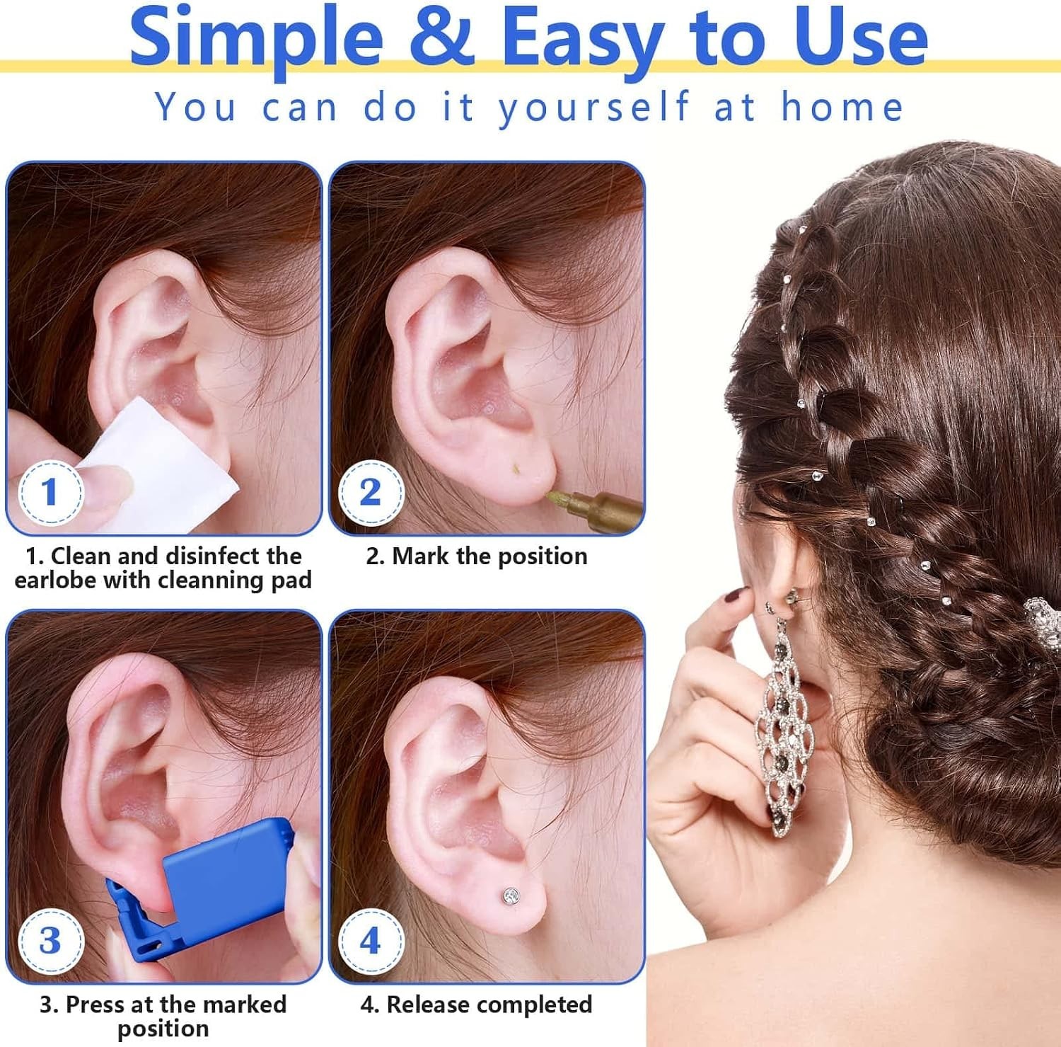 Disposable Ear Piercing Kit: Safe & Efficient Tool with Hypoallergenic Earrings