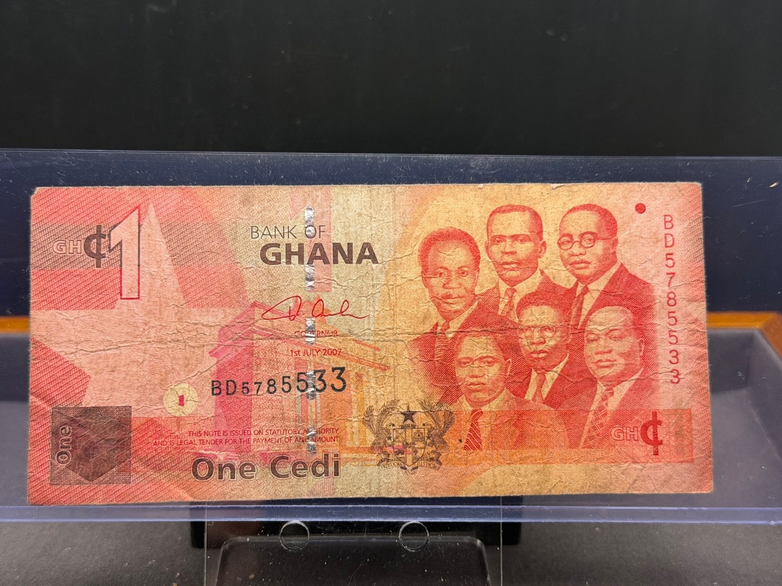 Bank of Ghana - 1 (One) Ghanaian Cedi Banknote Serial No. BD 5785533