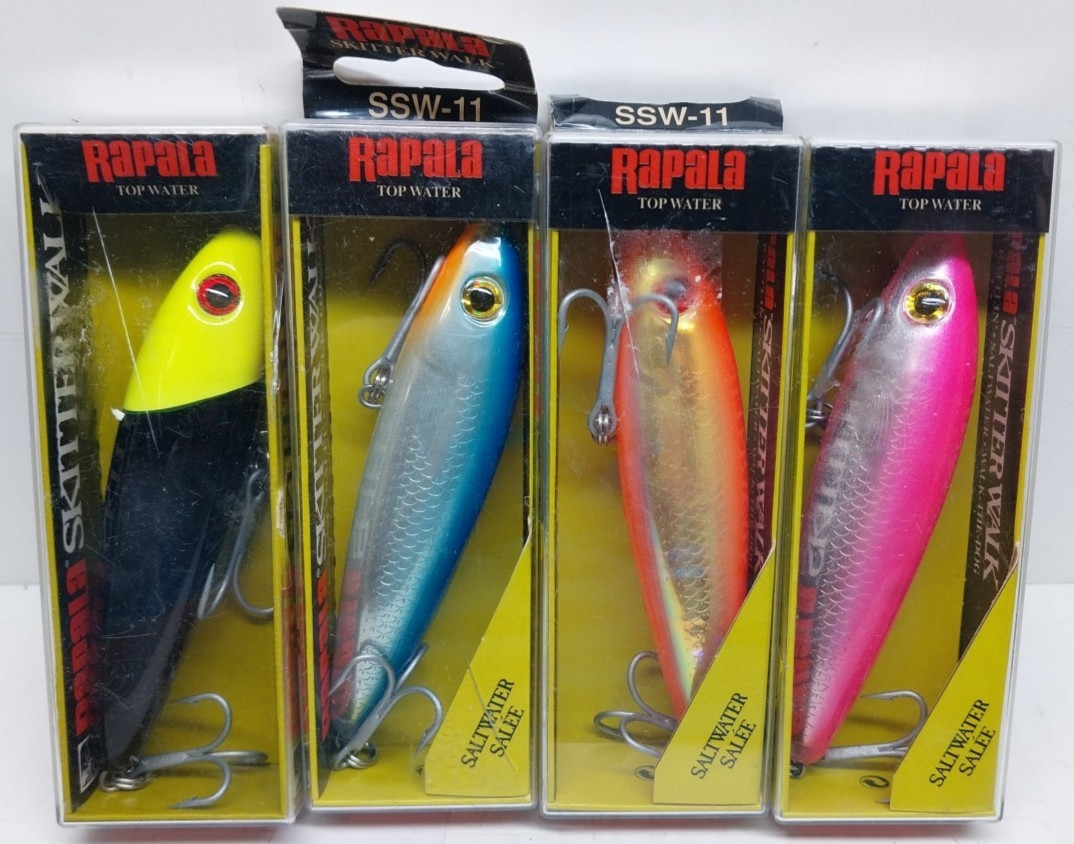 Lot of 4 Vtg Rapala Skitter Walk SSW-11 Saltwater Topwater Fishing Lures *NEW*