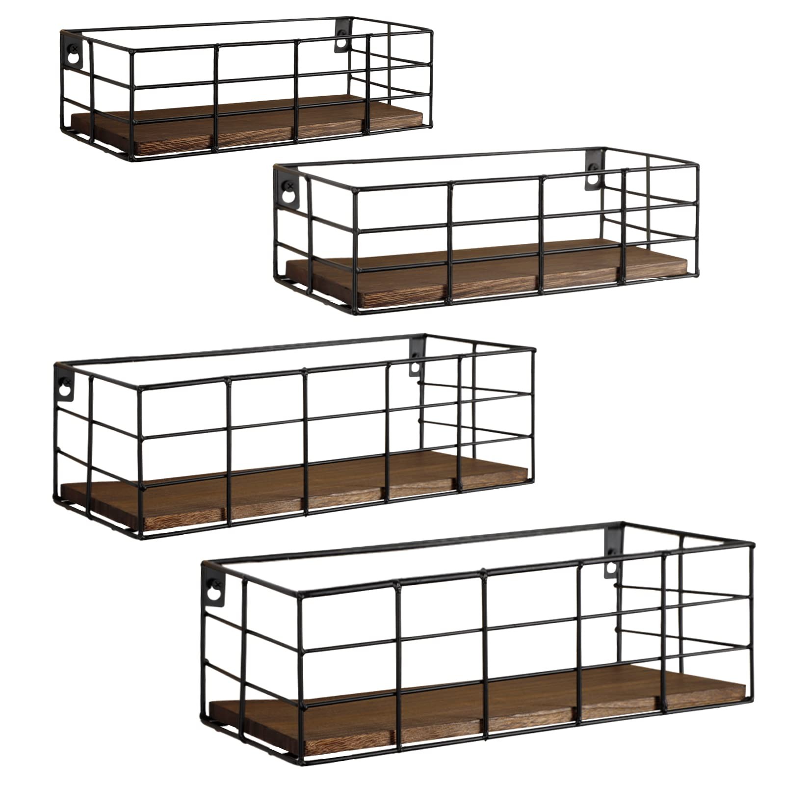 Wall Shelves, 4 Sets of Hanging Floating Shelves, Wall Mounted Shelves for St...