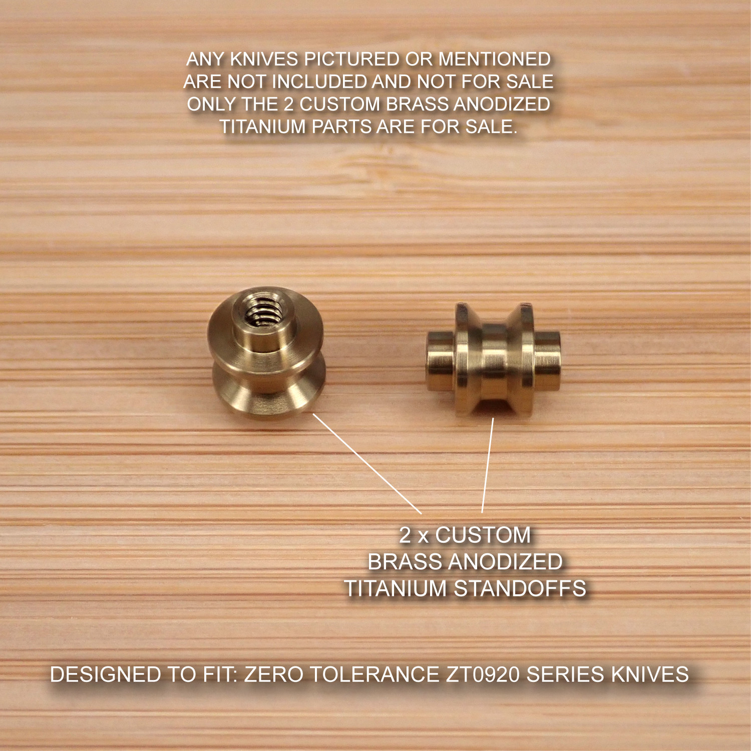 Zero Tolerance ZT0920 ZT 0920 920 Custom Titanium 2pc Standoff Spacer Set BRASS