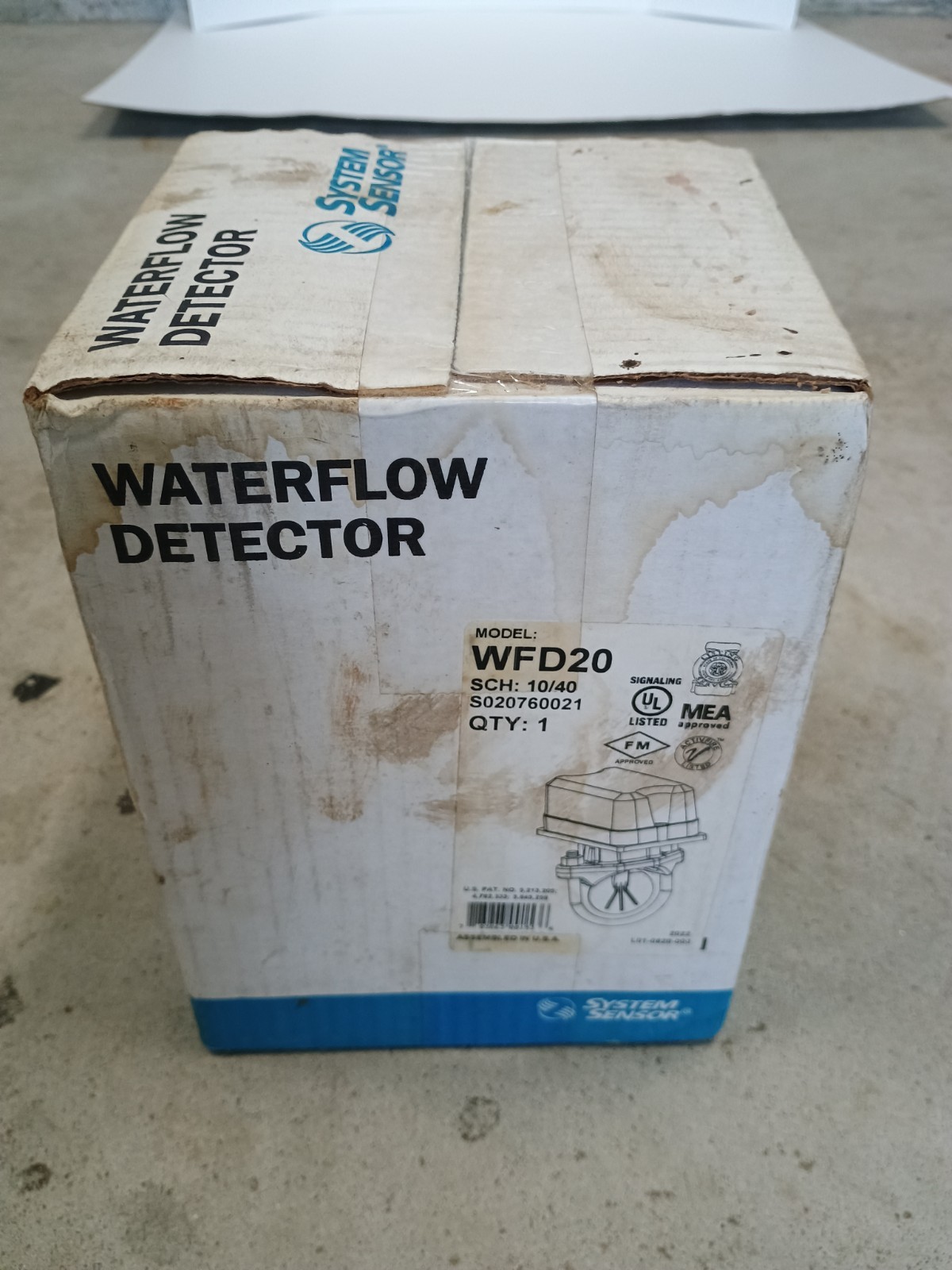System Sensor Waterflow Detector WFD20 Vane Type NEW OPEN BOX