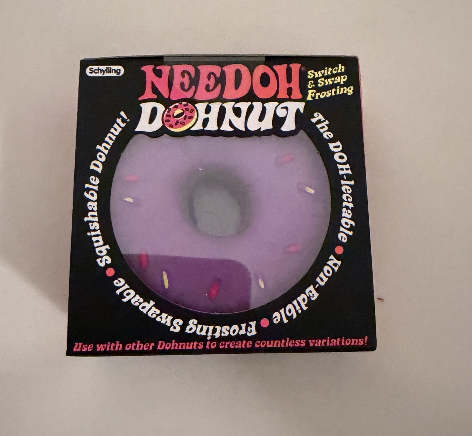 NeeDoh DOHNUT Purple Frosting Donut Stress Ball Squeeze Stress Schylling