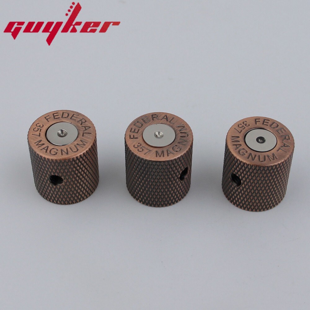 GUYKER Electric Guitar Bass Knobs Bronze Brass Bullet Case Style 3PCS