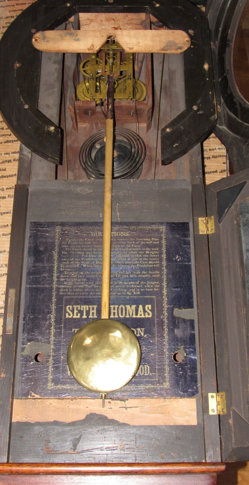 Antique Seth Thomas "Regulator No. 1 Extra" Weights Driven Regulator Wall Clock