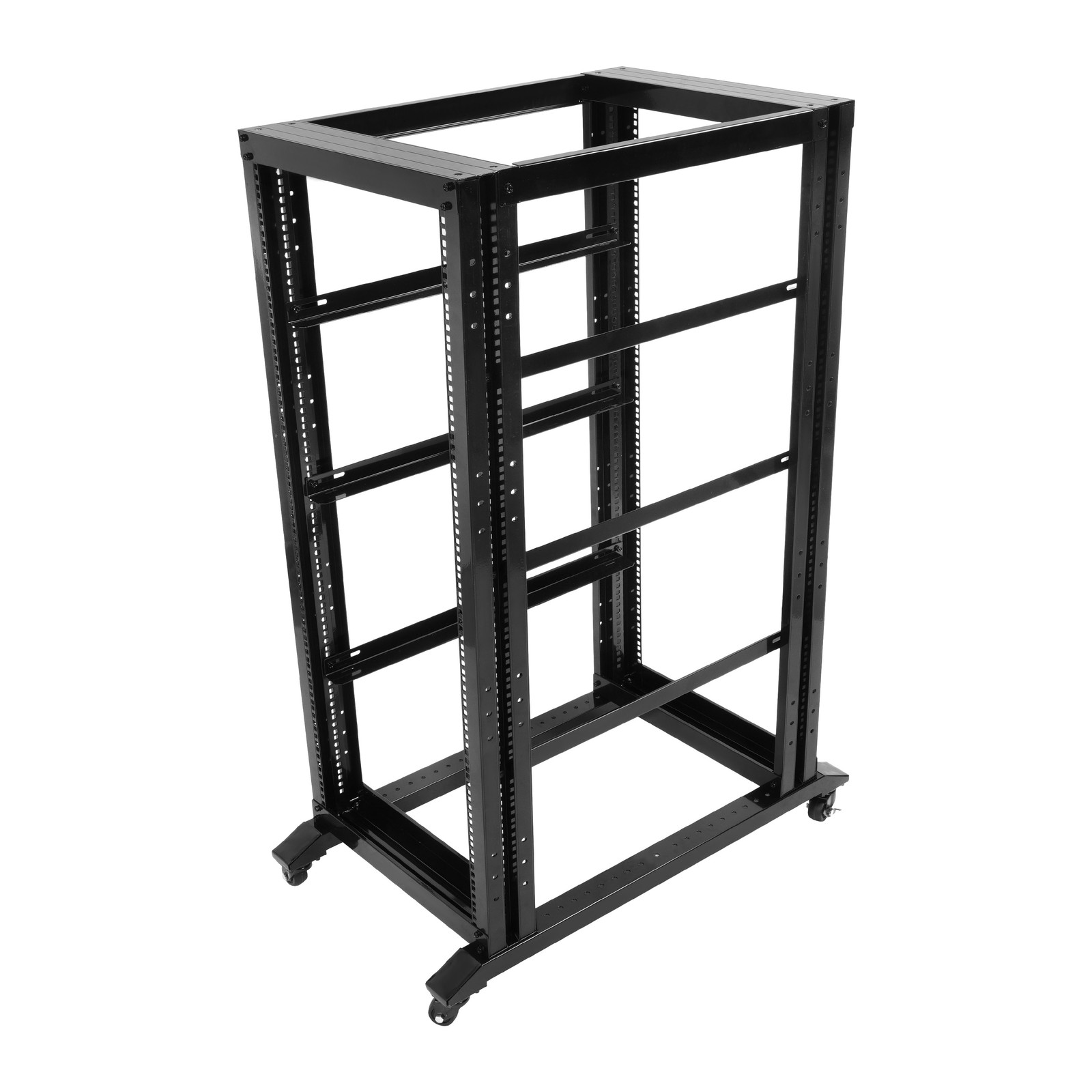 27U 4 Post Open Frame Network Data Server Rack W/ L Rails 22" Adjustable Depth