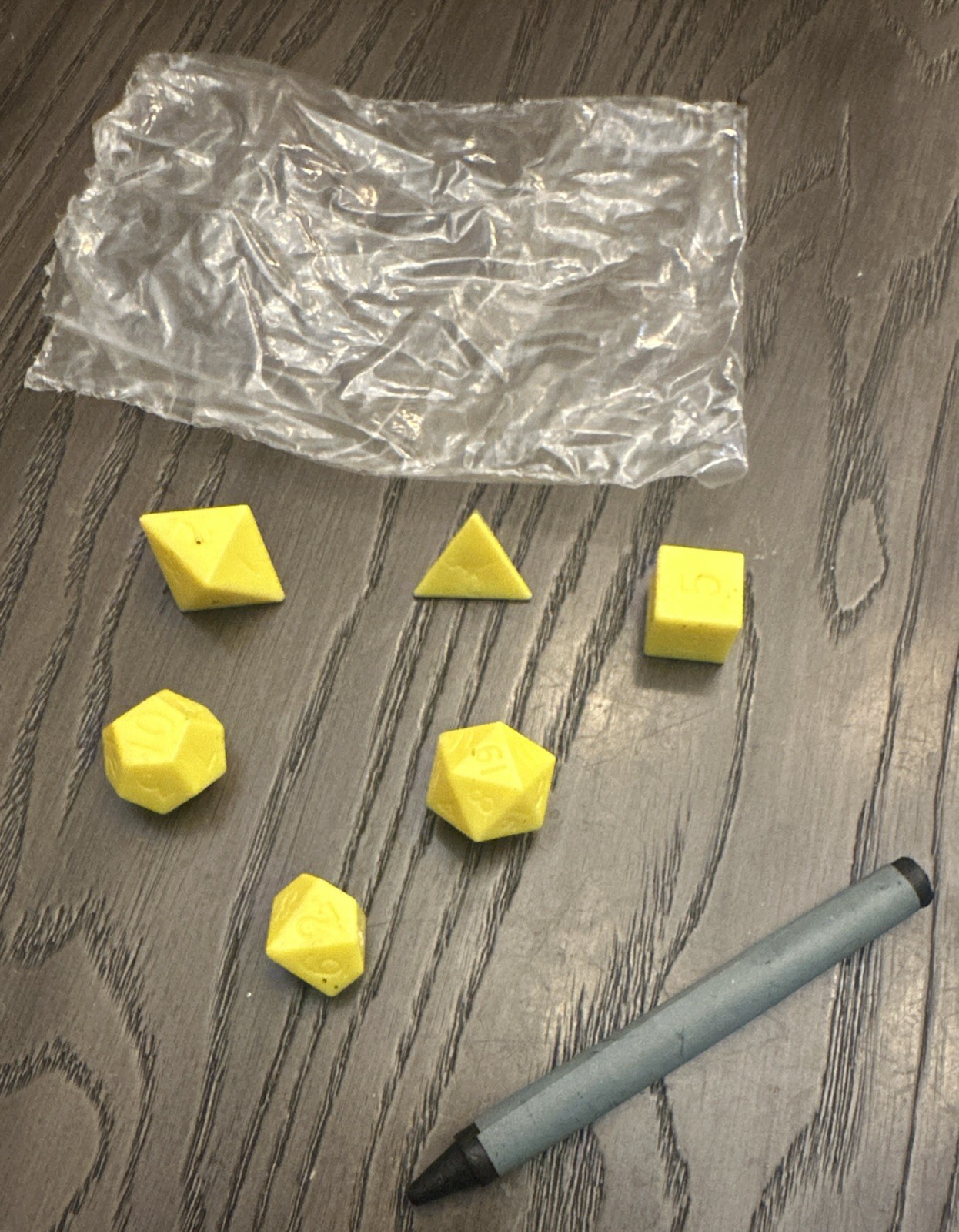 Vintage Mentzer Set Yellow D&D Dungeons And Dragons Dice Set And Crayon 1980s