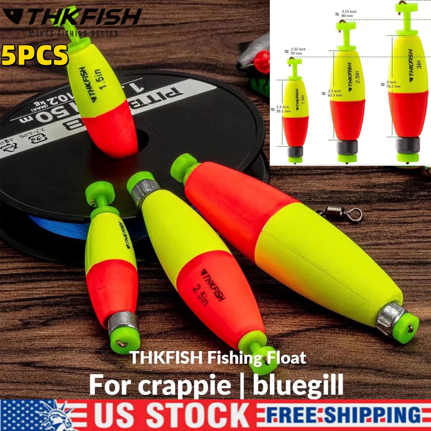 5PCS Fishing Bobbers Floats Weighted Bobbers for Fishing Cigar EVA Foam Snap-on