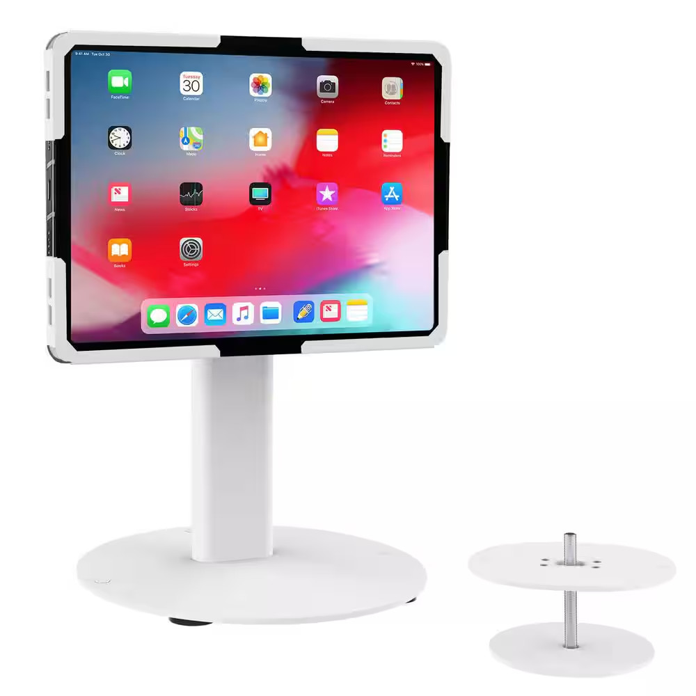 Universal Tablet Countertop Stand with Tilt for Tablets 9.7 In. to 13 In.-White