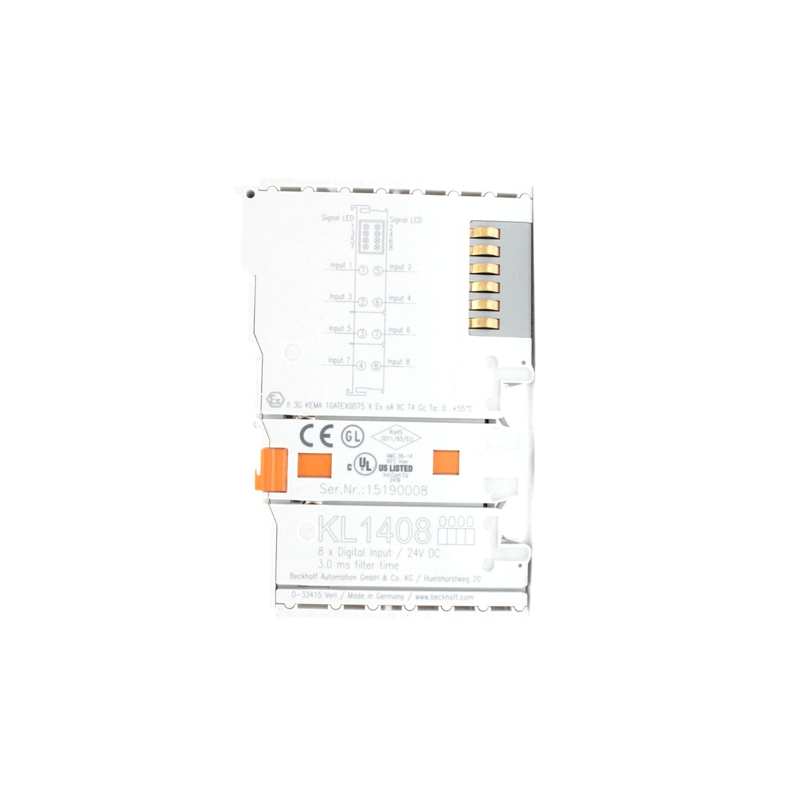 BECKHOFF KL1408 Digital Input Module 8-channel 24 V DC New✦KD