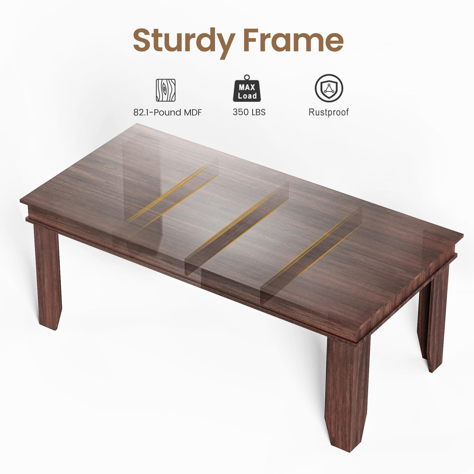 71" Farmhouse Dining Table Rustic Wood Rectangular Table for 6-8 People Kitchen