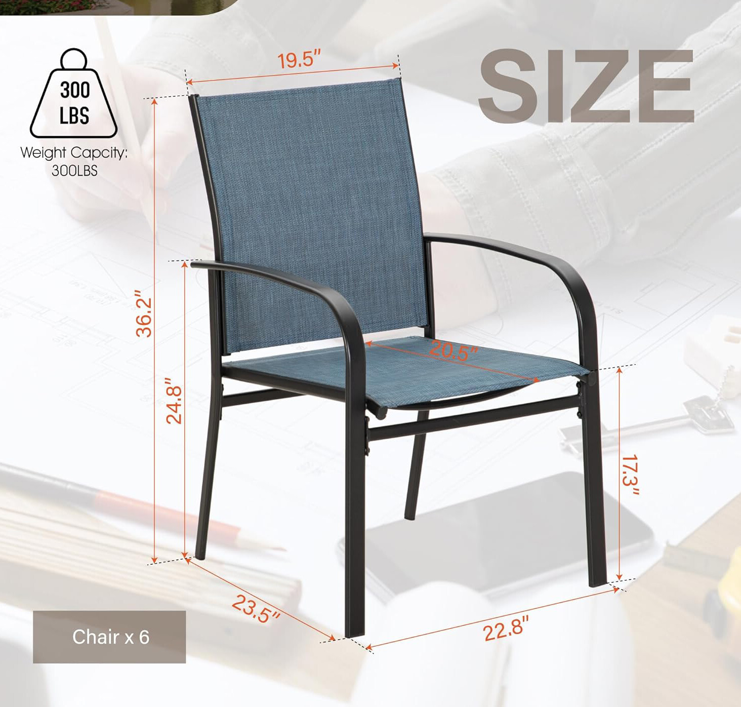 4 Pieces Patio Chairs Outdoor Dining Chair Garden Furniture Armchairs Blue