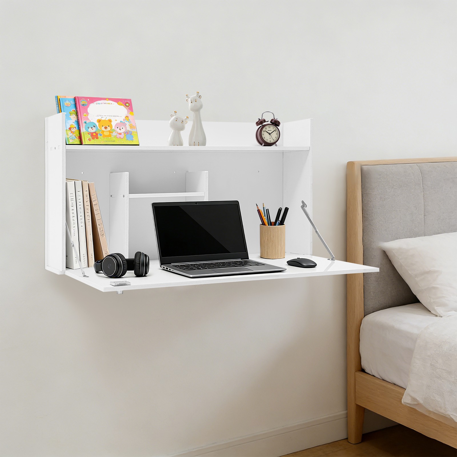 Wall Mounted Desk Cabinet Multifunctional Floating Desk Foldable Table Cabinet
