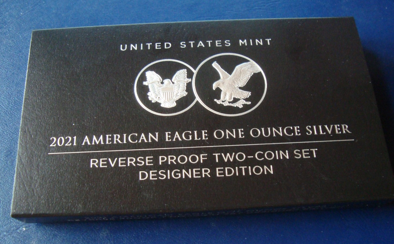 2021 American Eagle one ounce silver reverse proof two-coin set Designer edition