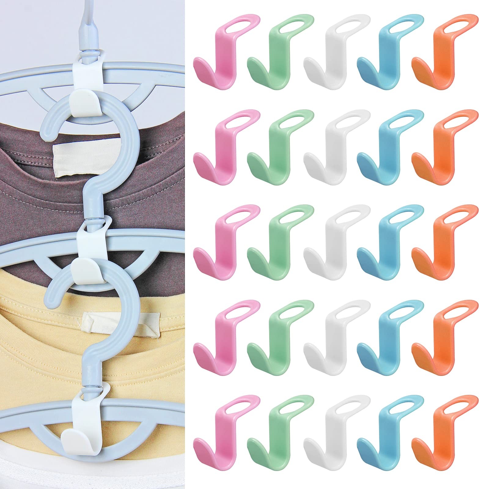 Clothes Hanger Connector Hooks 200 PCS Space Saving Hanger Extender for Closet